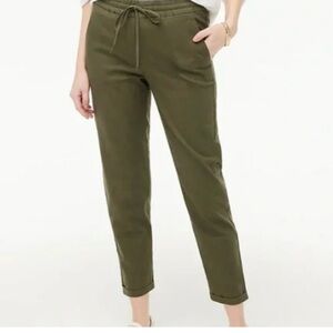 J. Crew Olive Linen Blend Cropped Pants